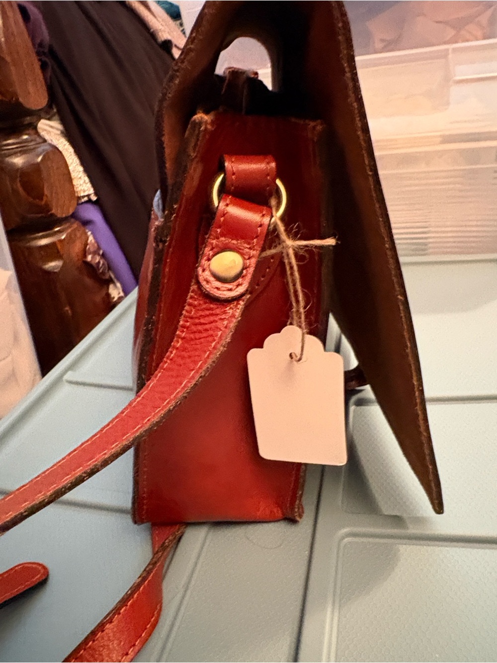 Patricia Nash Red Leather Crossbody Satchel Hand Painted
11 L
9 H
3 W
